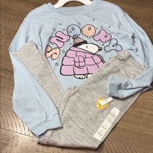 Peanuts Kids Matching Set - Light Blue and Gray